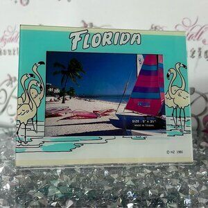 Florida picture frame 1991 beach Flamingo Photo Frame brand new vintage photo